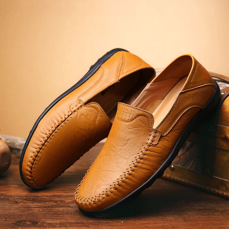 Men's Casual Leather Loafers - Breathable Slip-On Shoes 4 SlipOn