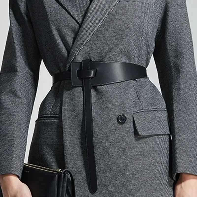 Lady Belts for Women High Quality Knot Soft Genuine Leather Long Waistband Female Waist Wide Coat Corset Belt CummerbundsX240914