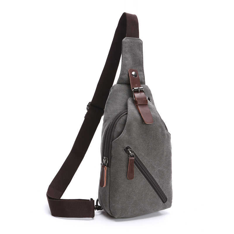 Men's single shoulder oblique backpack washing canvas chest bag outdoor street Leisure Canvas chest bag 240915