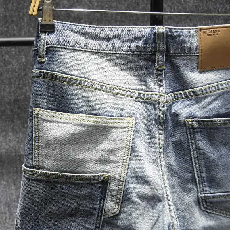 Fashion Spliced Luxury Brand Denim Knee-Length Shorts with Multiple Pockets for Summer Casual Style Vintage Boyfriend JeansX240914
