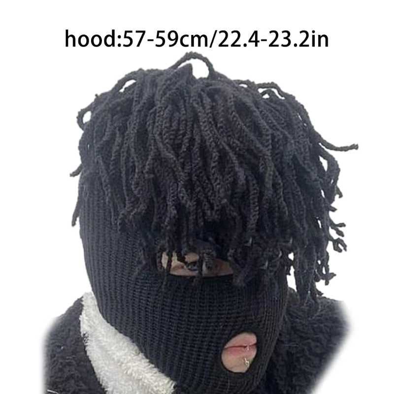 Beanie/Skull Caps Devil Horn Halloween Knitted Hat Beanies Warm Full Face Ski Mask Hat Windproof Balaclava Hat J240913
