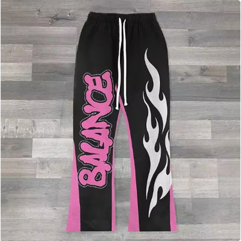 Y2k Pants Men Loose 3D Print Trousers Casual Sweatpants Mid Waist Sporty Female Clothes Streetwear Hip Hop Vintage Flared 240907