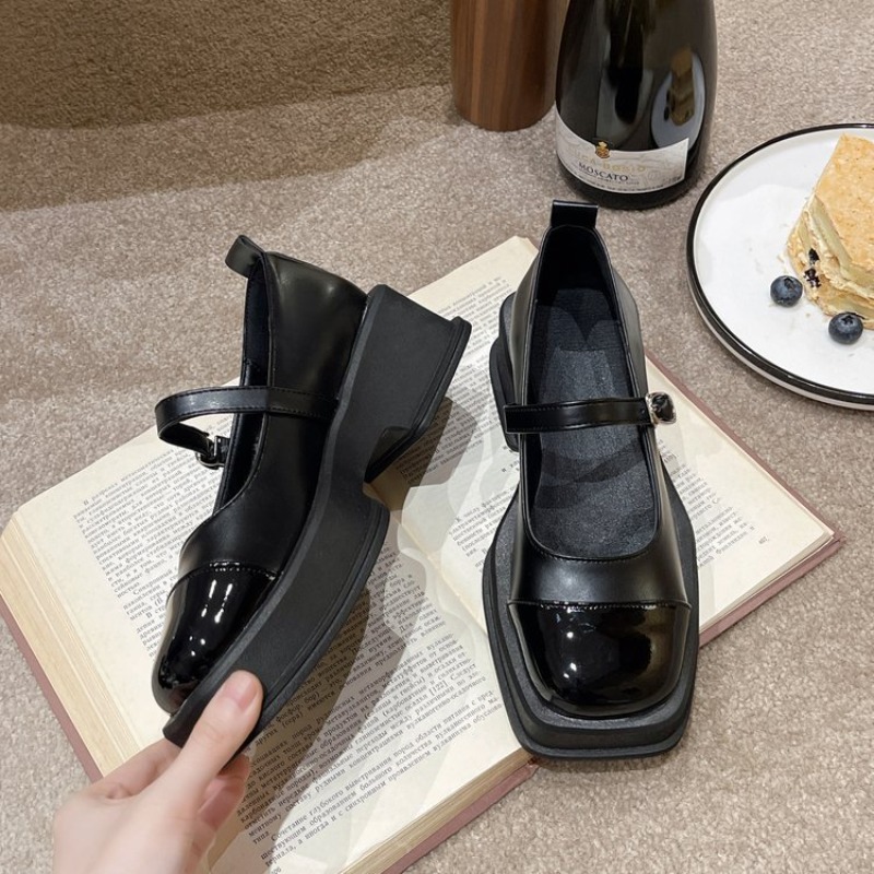 2024 Spring Women Pumps Square Toe Buckle Low Heel Mary Jane Shoes Shallow Ladies Casual Soft Ballerina Solid Low Heel Loafers
