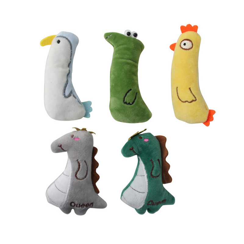 Teeth Grinding Pet Cat Plush Toy Contains Catnip Toy Interactive White Duck Chicken Snake Dinosaur Animals Shaped Bite Resistan