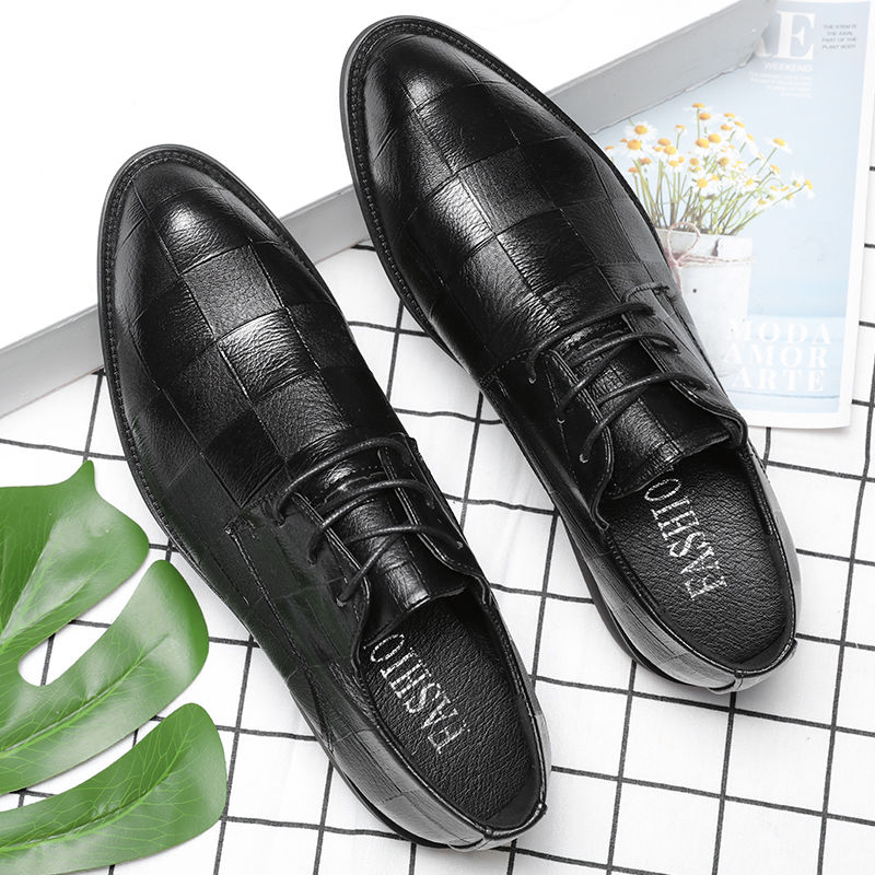 Business Men Shoes Black Leather Men Shoes Luxury Brand Mens Wedding Dress Shoes Large Size Lacing Formal Shoe Man