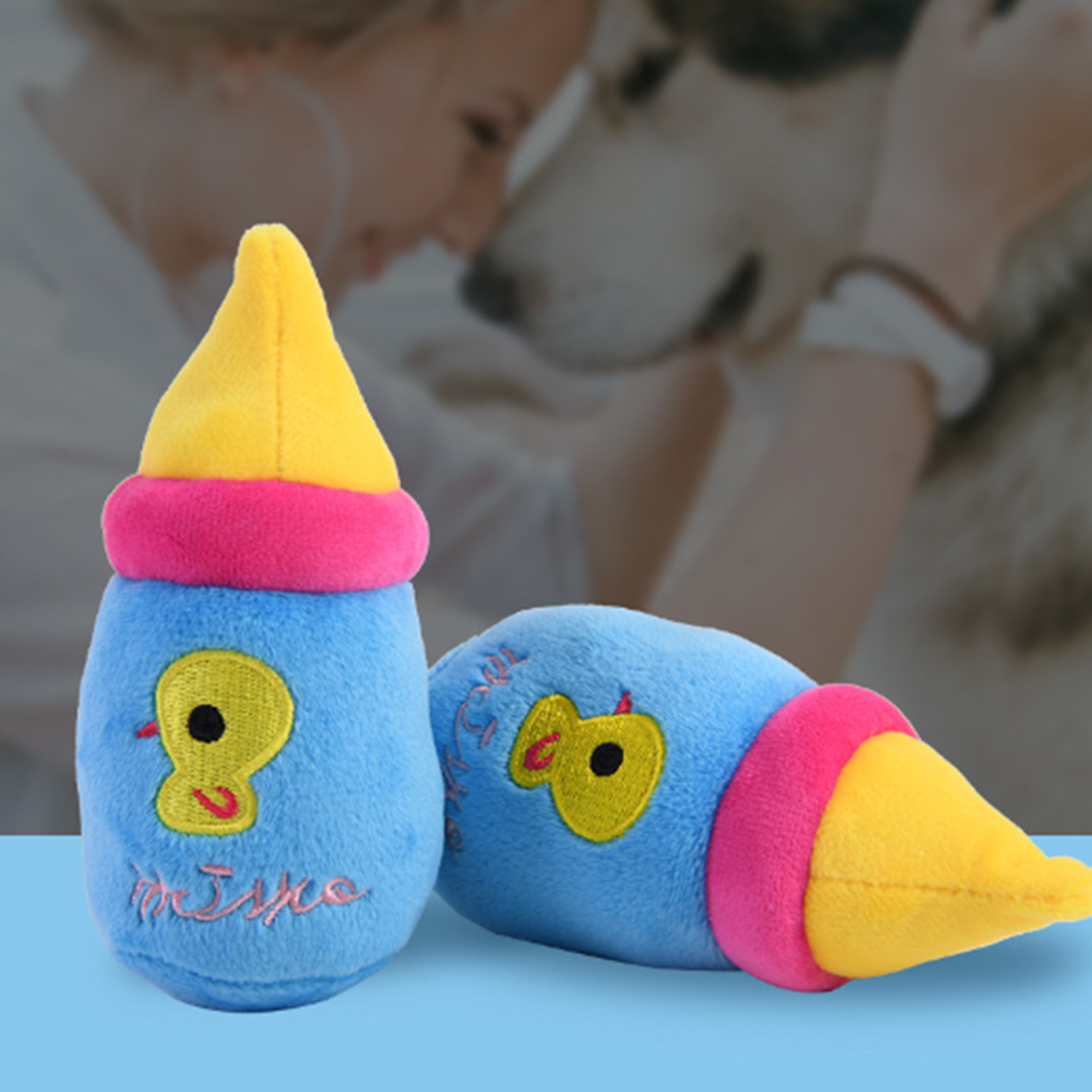 Dog Plush Toy Milk Bottle Bite Resistant Relieve Boredom Soft Pet Dog Squeaky Plush Toy For Indoor Outdoor