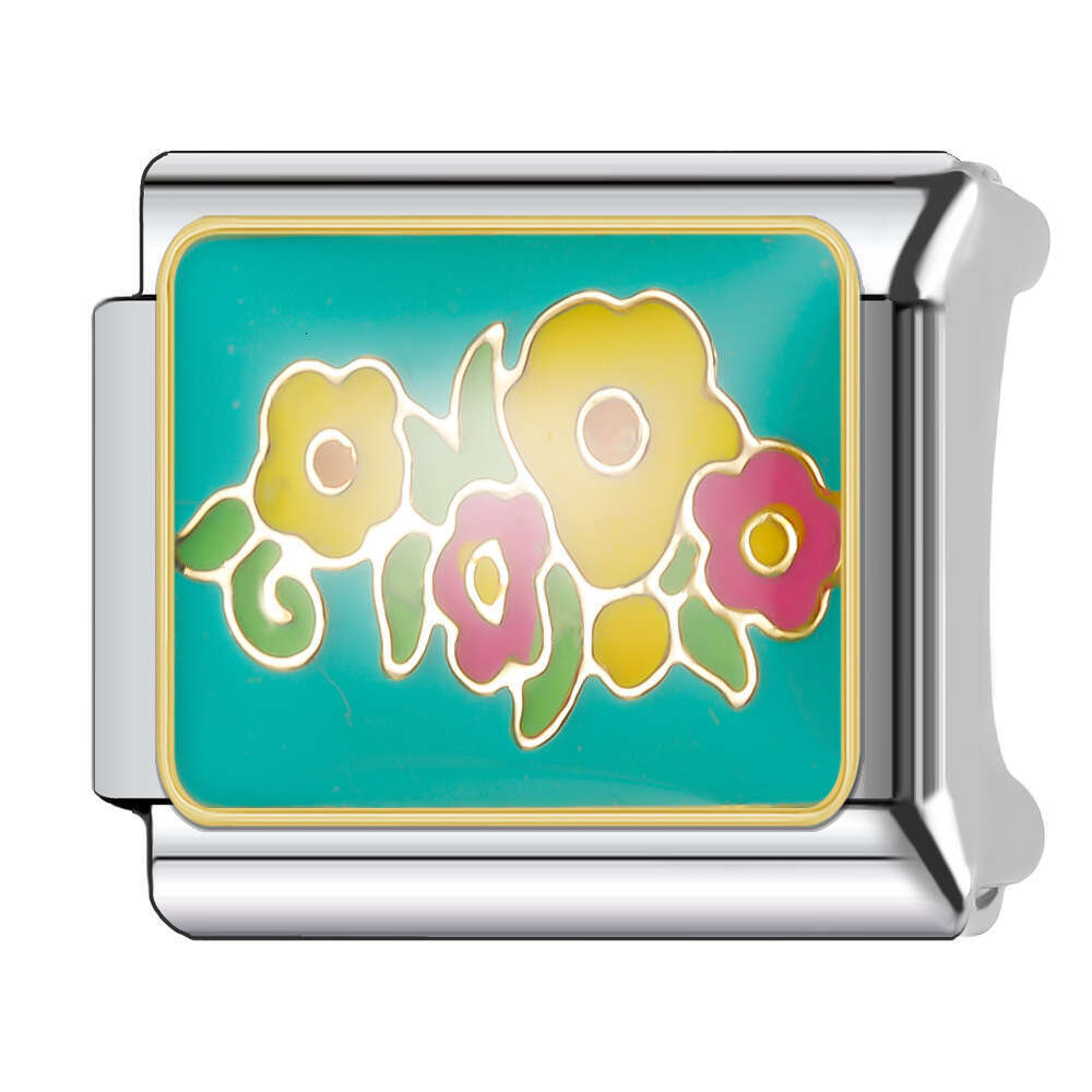 New Women's Gift Green Flower eyes crown Bead Italian Charms Links Bangle Beads Fit 9mm Stainless Steel Bracelet Making DIY For Women Fashion Jew