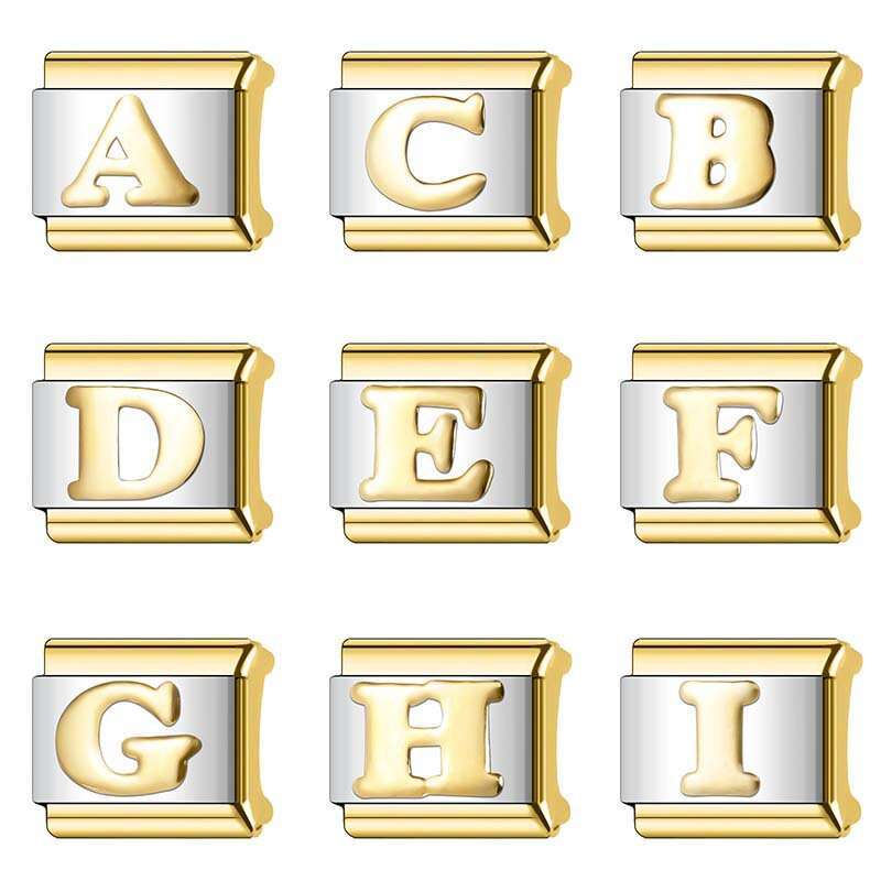 New Women's Gift 26 Alphabet Letters Bead Italian Charms Links Bangle Beads Fit 9mm Stainless Steel Bracelet Making DIY For Women Fashion Jewelry