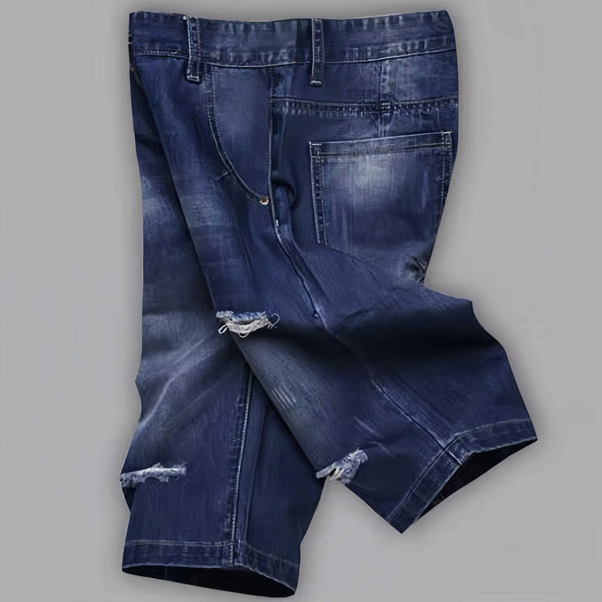 Men denim shorts casual and versatile denim capris denim shorts trendy and handsome nostalgic classic style perforated hoX240914