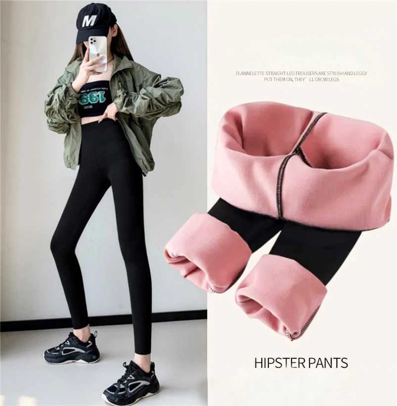 2023 Winter Women Pants Thermal Fleece Thicken Leggings High Waist Ribbed Leggings Women Solid Comfortable Warm Stretchy LegginsX240914