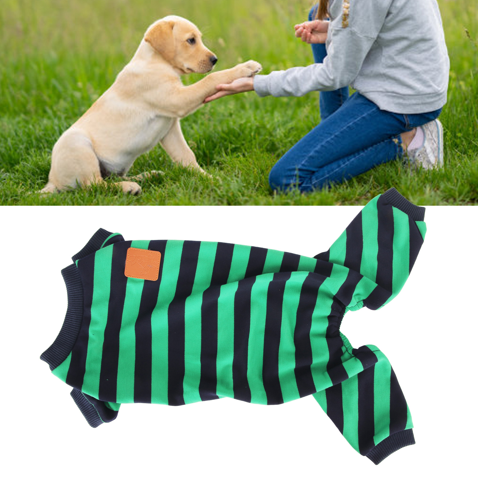 Striped Dog Pajamas Stylish Cute Stretchy Breathable 4 Legged Pet Pajamas For Home Daily Wear