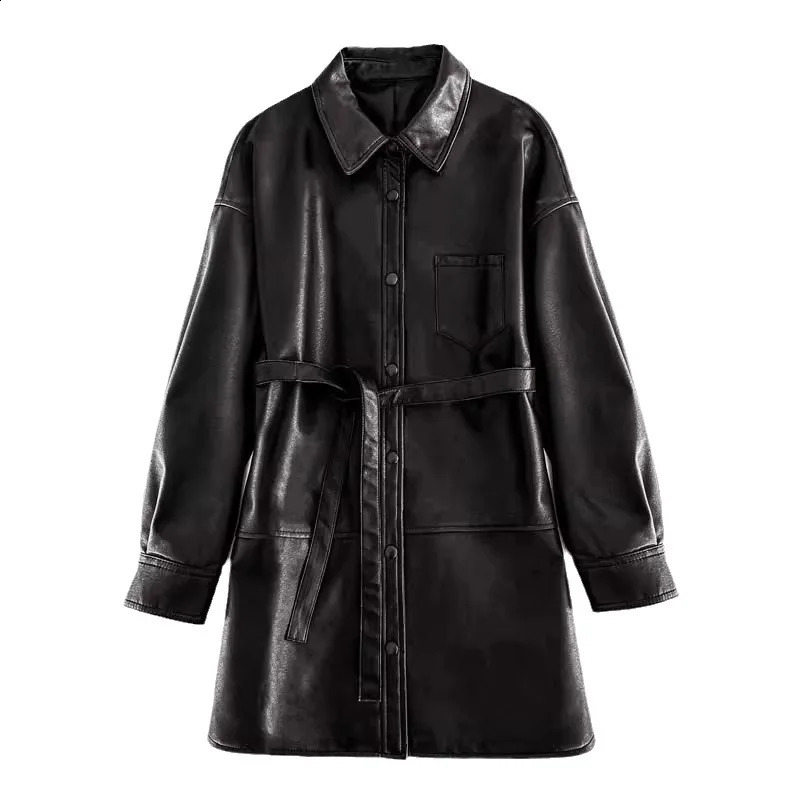 Retro leather jacket womens mid length y autumn 240906