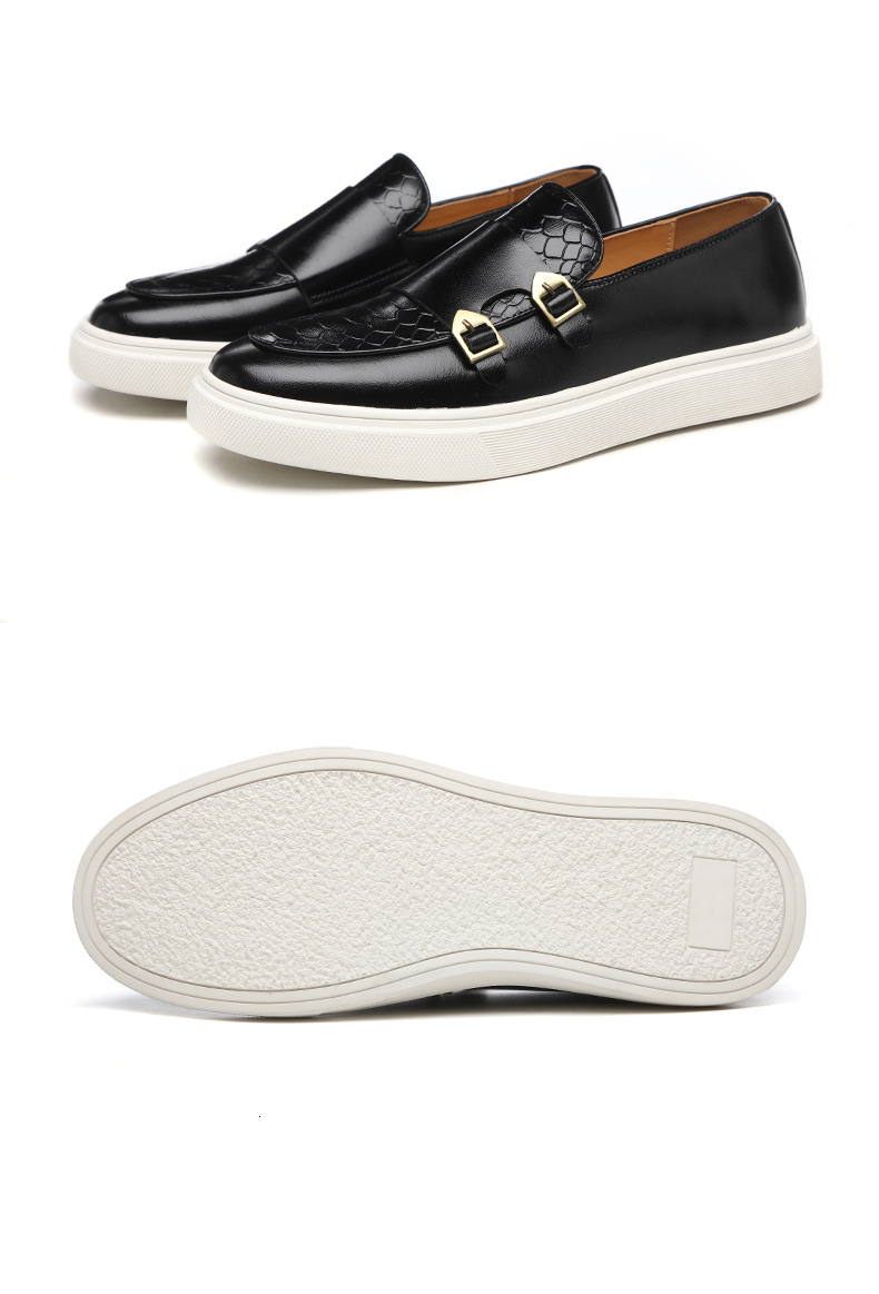Custom Casual Boards Shoe Men's Pu Leather Loafers Men Flat Belt Buckle Office Dress Business Walking Style Shoes