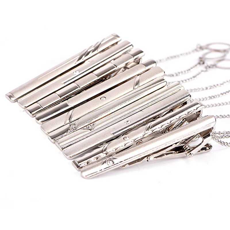 New Metal Tie Clip For Men Wedding Necktie Tie Clasp Clip Gentleman Ties Bar Crystal Tie Pin For Mens Accessories JewelryX240914