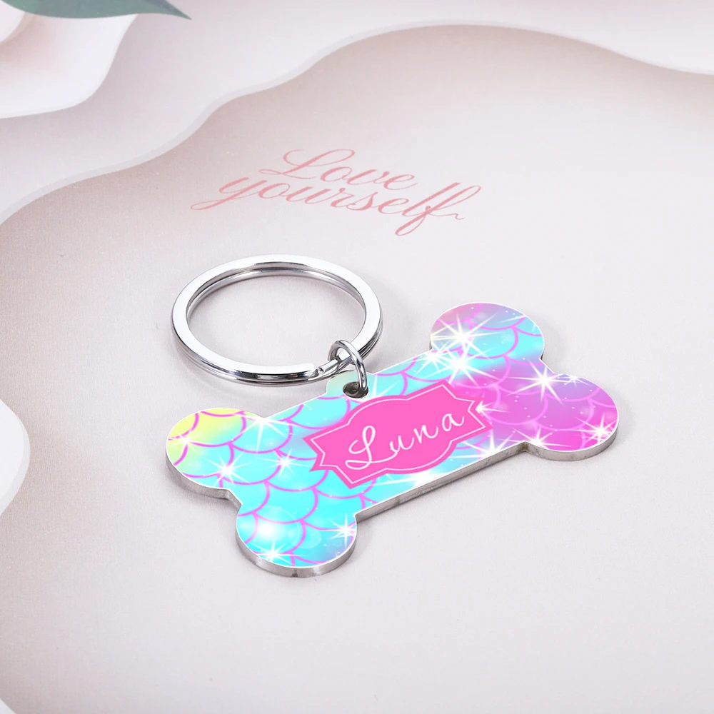 Personalized Pet Dog ID Tags Aluminum Alloy Bone Tags Custom Name Kitten Puppy Anti-lost Collar Tag for Dog Cat Nameplate Pets