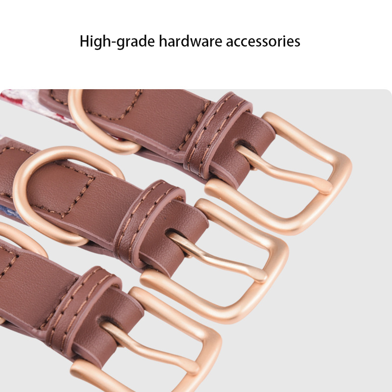 Woven Check Pet Collar, Adjustable Dog Collar Comfortable and Breathable with High Quality Hardware for Puppy Medium Dog and Cat