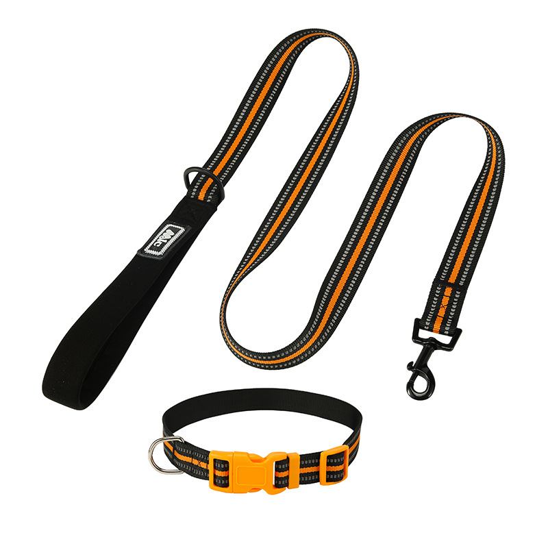 Nylon Reflective Collar and Leash Set for Medium and Large Dogs Walking Leash with Matching Leash Can Adjusted Dog Accessories