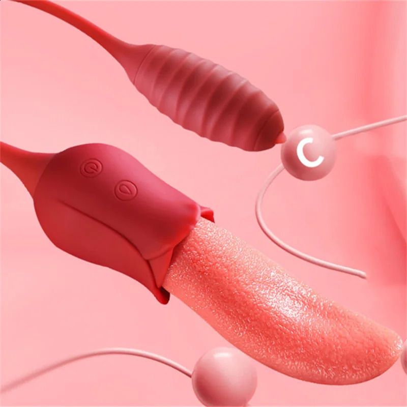Female Masturbation Rose Tongue Licking G Spot Vibrator Egg Clitoris Stimulation Oral Sex Toys for Women Adult Products 10 Modes 240914