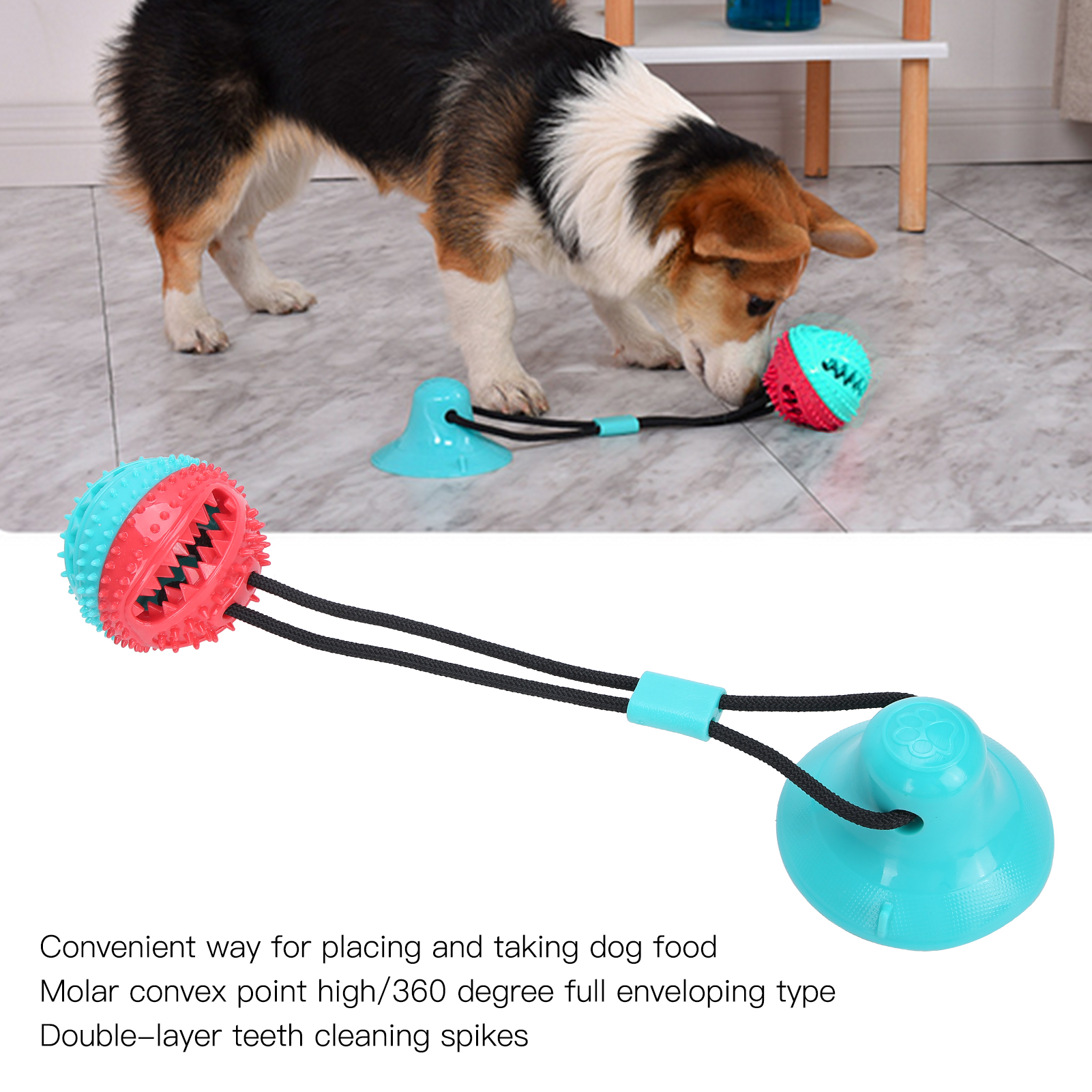 Dog Chew Suction Cup Ball Interactive Pet Molar Teeth Cleaning Food Dispensing Ball