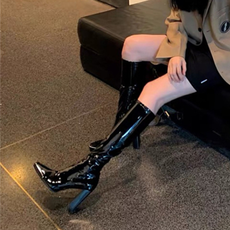 Women's Boots New 2024 Autumn and Winter Women High Boots Fashion Soft Leather Ladies Elegant Thick Heel Long Knight Booties