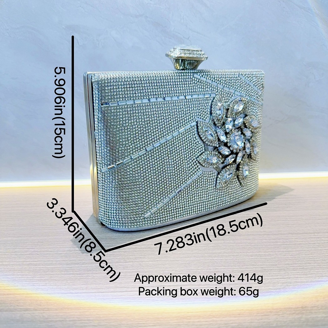 New Water Celebrity Style Dress Diamond Inlaid Handheld Banquet Women's Bag, Single Shoulder Diagonal Straddle Small Bag
