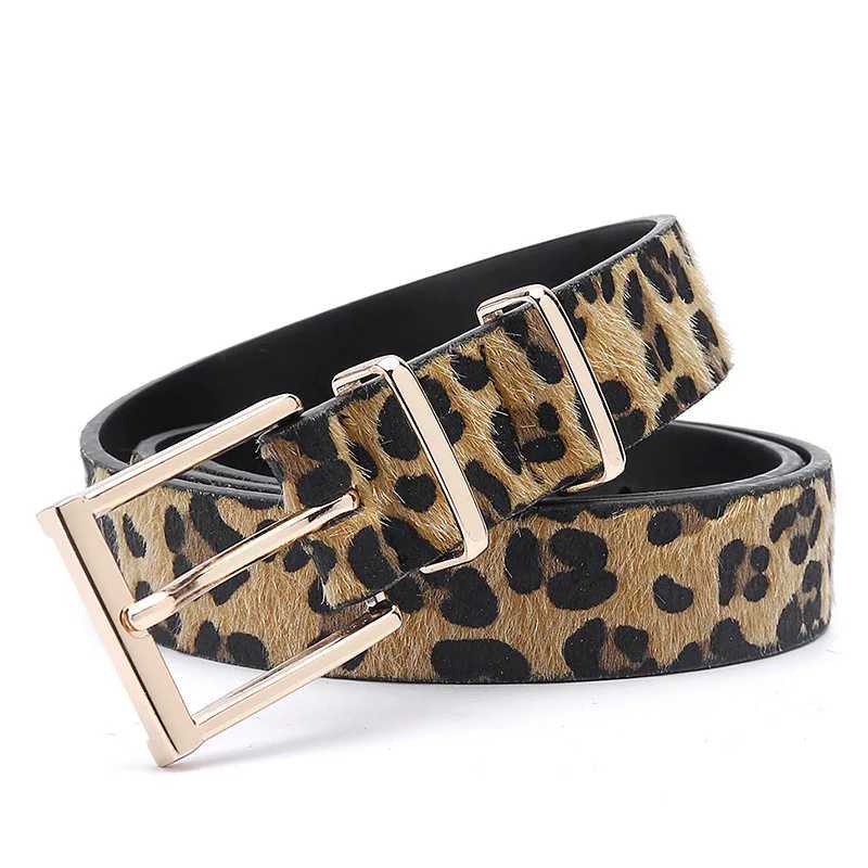 Simplicity Women Belt with Leopard PatternRose Gold Metal Buckle Brand Designer Girls Jeans Decoration Fashion Lady BeltsX240914