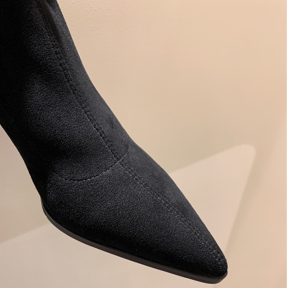 plus danxuefei size 34-42 women's stretch ck 6cm thin high hell pointed toe slip-on autumn over the knee boots shoes 347b