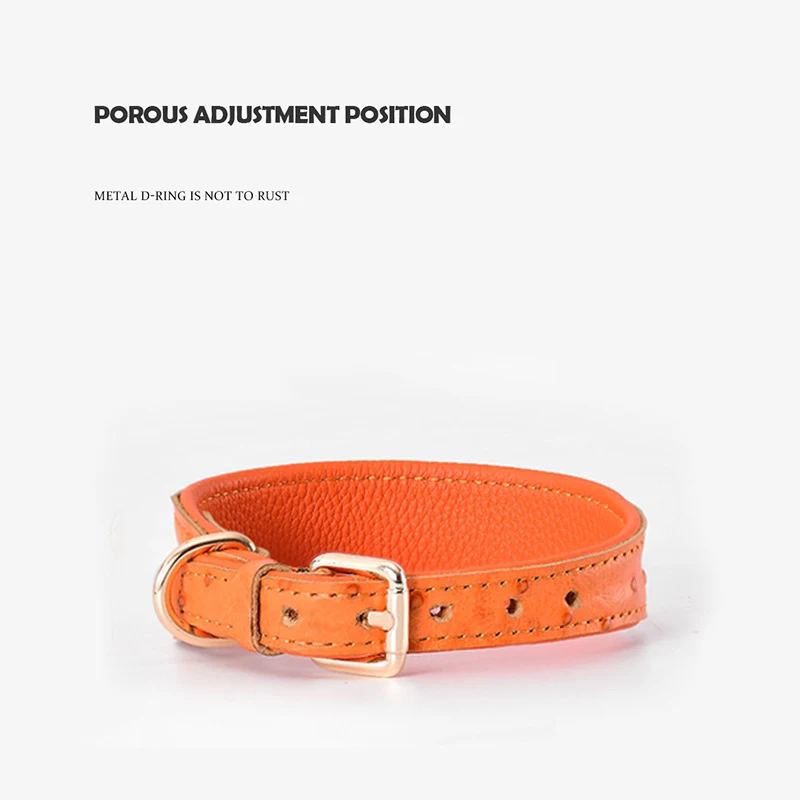 Leather Dog Collar Fashion Solid Color Ostrich Pattern Adjustable Pet Neck Ring Suitable For Small Large Dogs Kitten Puppy Items