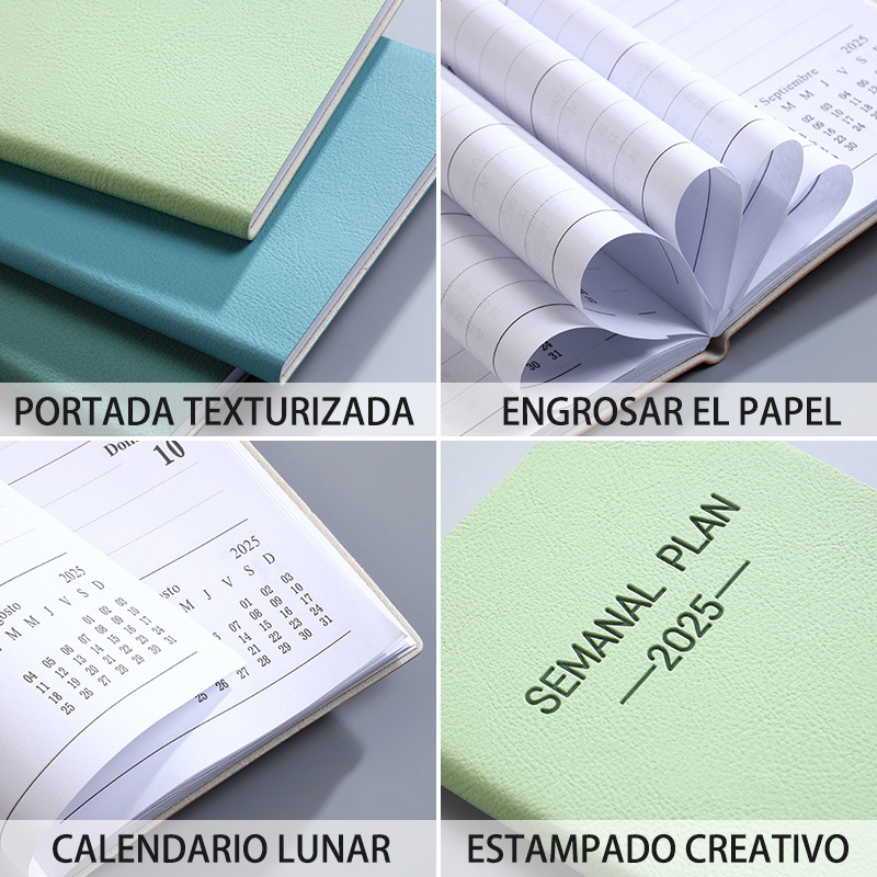 Morandi color scheme 2025 A6 Spanish calendar book portable pocket plan book daily plan notebook
