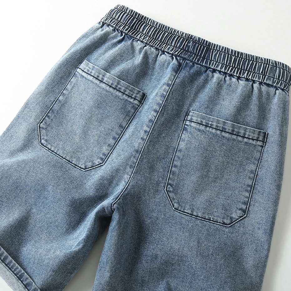 Denim Shorts Men Blue Jeans Shorts Fashion Casual Solid Color Jeans Shorts Male Elastic Waist Short Pants SummerX240914