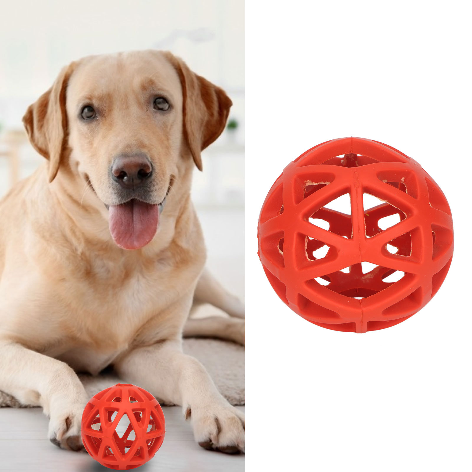 Hollow Dog Ball Bite Resistant Teeth Grinding Interactive Rubber Pet Chewing Ball Toy For Indoor Outdoor