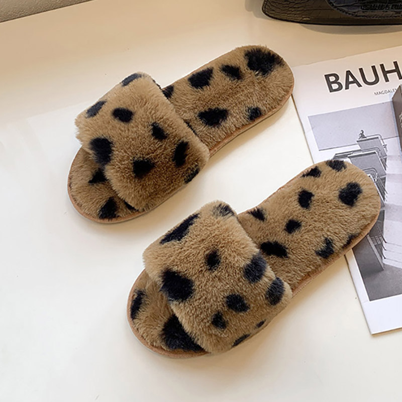 New Winter Home Slippers Women Open Toe Plush Slipper Woman Flats Slides Warm Indoor Shoes Non-Slip Fur Household Slipper 9835N