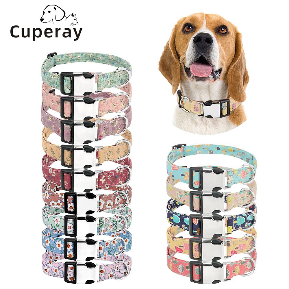 Durable Nylon Dog Accessories Collar Nylon Printed Pet Puppy Collar Dog Collars with Metal Buckle for Small Medium Large Dogs