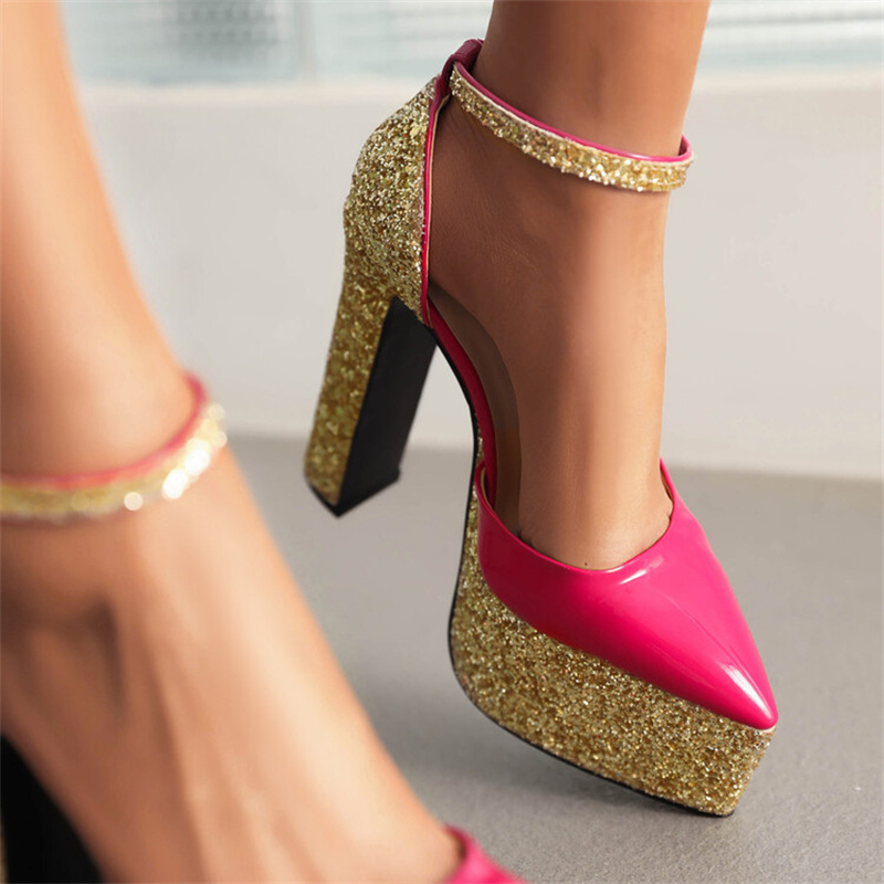 2025 new Design Brand Shiny Sier Red Women's Sandals 2023 New Sexy 15.5cm High Heel Bridal Wedding Party Nightclub Women Shoes Size 43 64c7