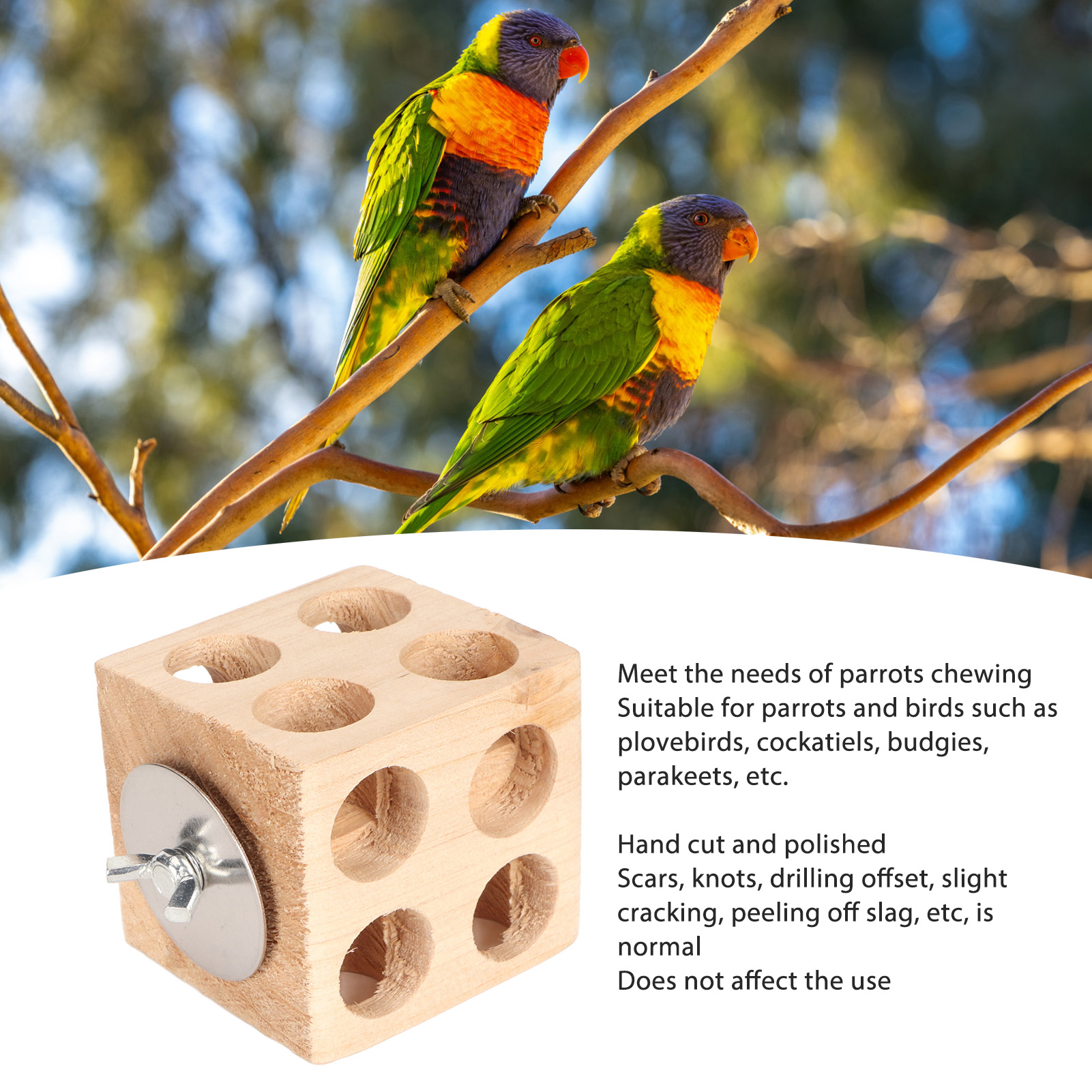Bird Block Toy Foraging Shredding Wooden Parrot Block Chewing Toy For Lovebirds Cockatiels Budgies