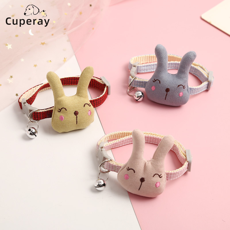 Cat Collar Cartoon Rabbit Pet Collar Adjustable Dog Collar with Bell To Prevent Getting Lost for Cats and Puppies Outdoor Travel