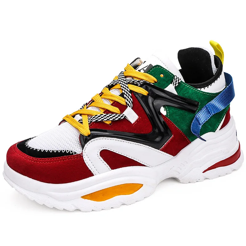 Man's Sneakers Chunky Wedge Dad Shoes Fashion Couple INS Hot Harajuku Style Lace-Up Mesh Platform Sneakers Brand Men Shoes