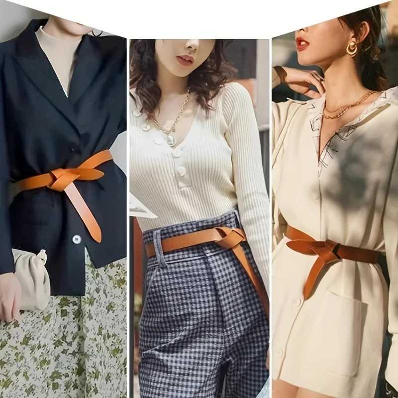 Genuine Leather Waist Belt Women Knot Belts Adjustable Stretch Belt Cinch Waist BandX240914