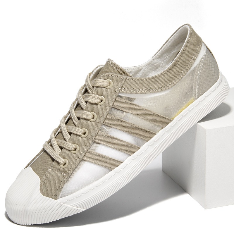 Men's Mesh Canvas Shoes Summer Lace Up Breathable Cool Men's Fashion Flat Casual Shoes Students Canvas Shoes BD21243