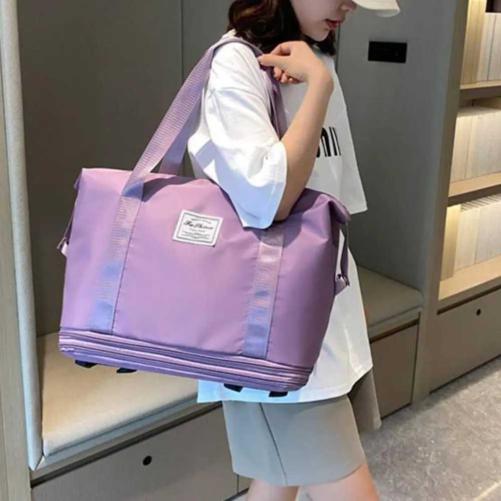 Rolling Duffle Pack New with Wheels Expandable Business Travel Bag Foldable Multiple Dry Wet Separation Pocket Handbag 240914