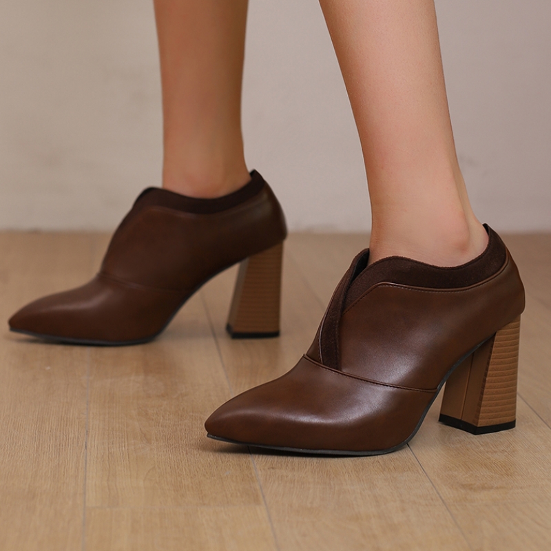 Ankle Women's Boots New 2024 Elegant Block High Heeled Short Boot Dance Party Wedding Shoes Lady Large Size 44 48 50 41f0