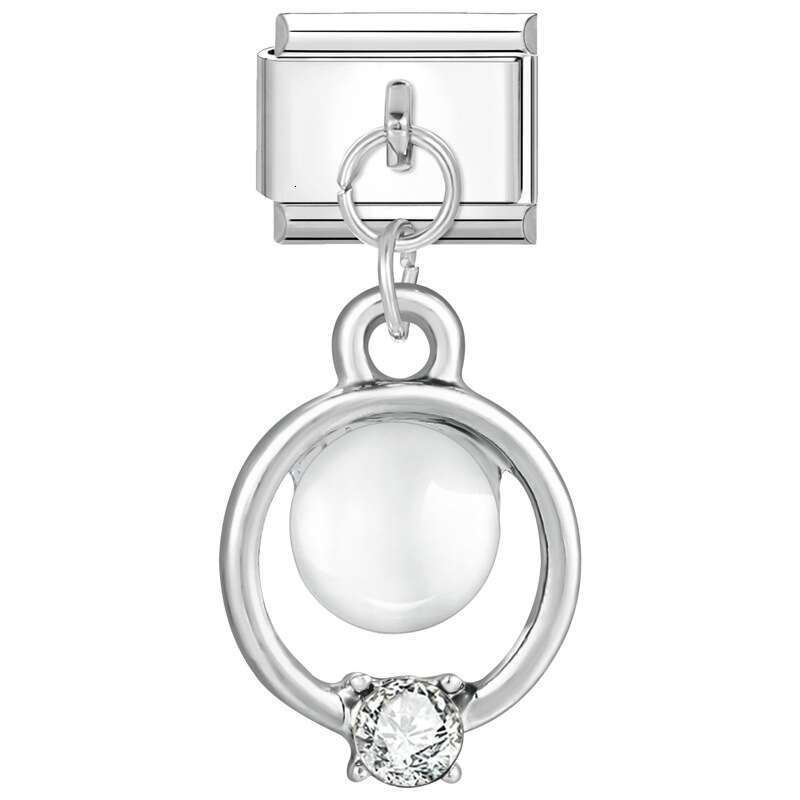 New Women's Gift heart bow with shine stone Pendant Italian Charms Links Bangle Beads Fit 9mm Stainless Steel Bracelet Making DIY For Women Fashi