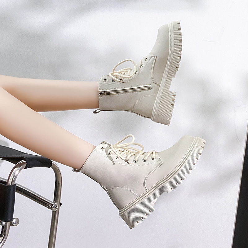 Women's British style motorcycle thick soled Martin boots thin and autumn/winter velvet style sweet and cool short boots