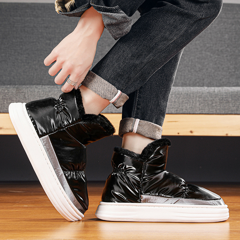 High top couple's warm bread with a poop like feel in winter and plush cotton shoes for casual outdoor wear, snow boots