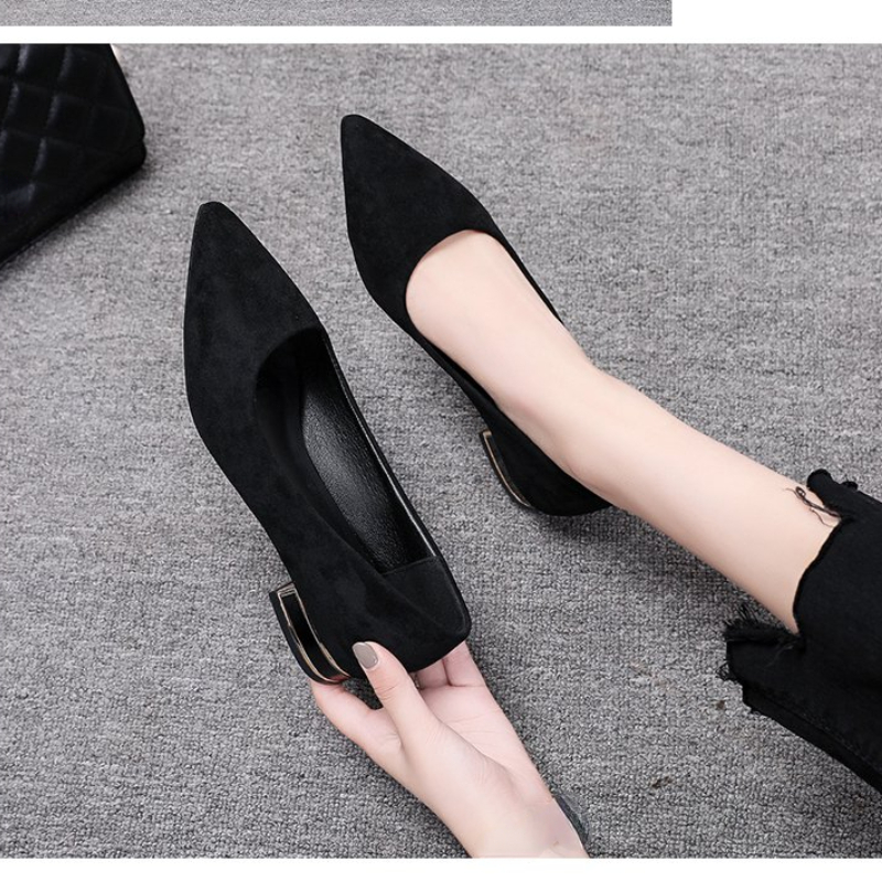 Real Leather Women's Pointed Toe Mid-Heel Shoes hot - Thick Heel Work & Casual, Spring/Autumn 2024
