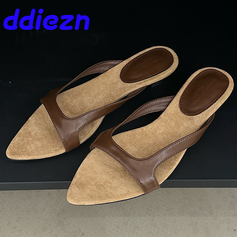 Footwear New Designer Fashion Pointed Toe Ladies Female Sandals Women Slides Slippers With Low Heel Shoes bbfb f29