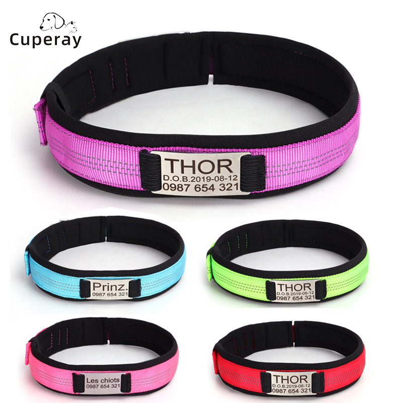 Personalized Custom Dog Collars,Nylon Pet Collars Free Engraved Name Tag Prevent Getting Lost Suitable for Medium and Large Dogs
