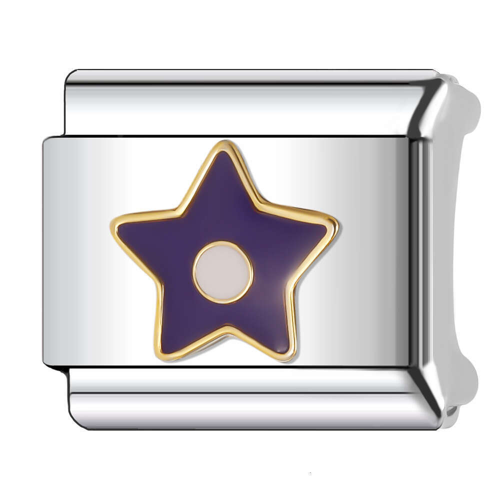 New Women's Gift Colorful stars Bead Italian Charms Links Bangle Beads Fit 9mm Stainless Steel Bracelet Making DIY For Women Fashion Jewelry