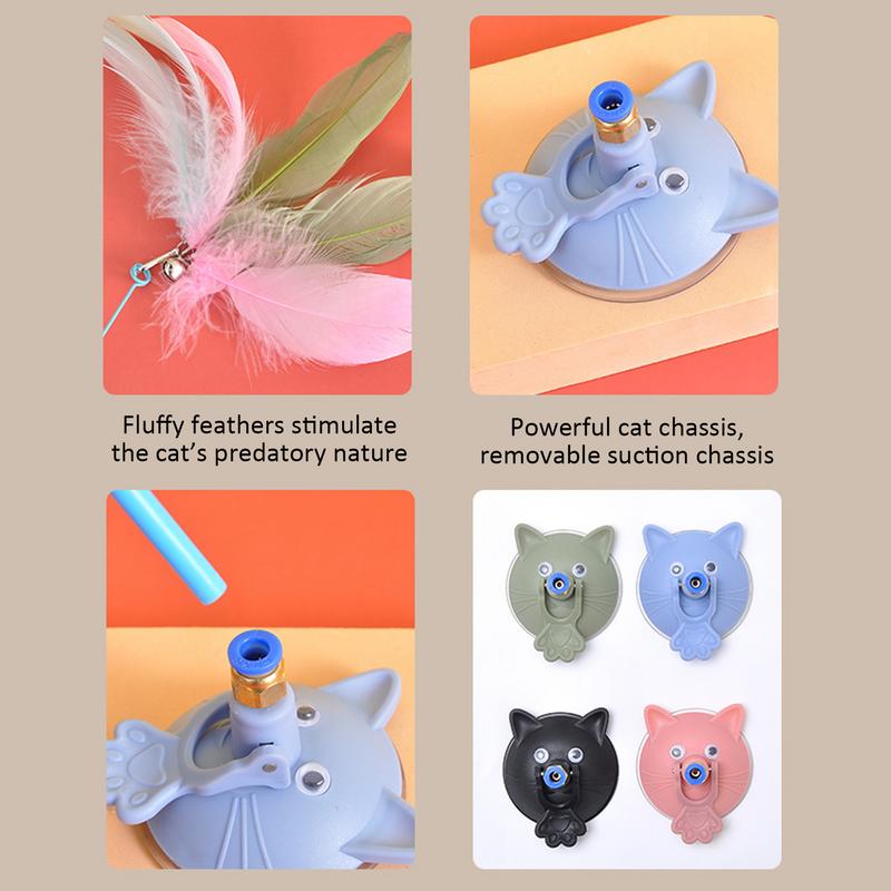 Suction Cup Feather Teaser Wand Cat Teaser Wand Toy Portable Pet Toys For Indoor Cats Cute Kitten Toys For Relaxing Exploring