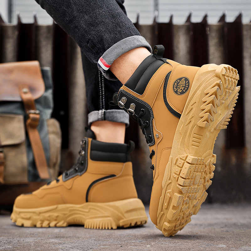 Ankle CYYTL Boots Men Shoes Leather Casual Outdoor Platform Walking Fashion Designer Work High Top Sneakers New Cowboy Winter e374